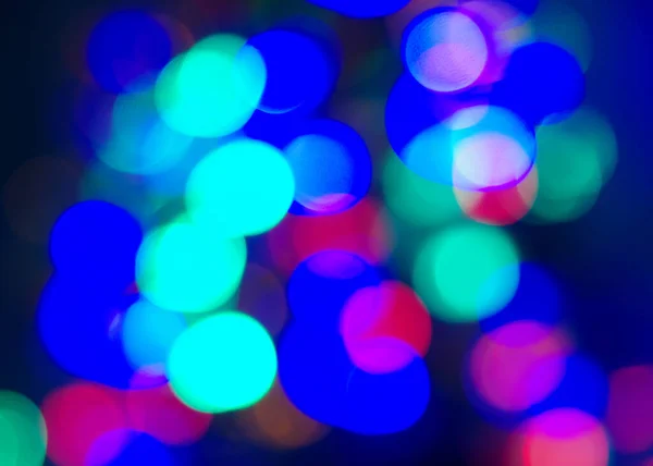 Fondo Azul Bokeh Círculos Multicolores Festivos Brillantes Líneas Movimiento Luces —  Fotos de Stock
