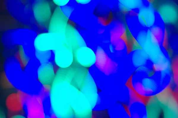 Bokeh Sfondo Blu Cerchi Multicolori Festivi Lucenti Linee Movimento Luci — Foto Stock