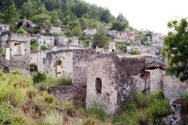 Terk edilmiş Yunan köyü, Hayalet Kent Kayakoy, Fethiye, Mugla, Türkiye.