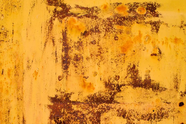 Fundo Enferrujado Amarelo Abstrato Textura Metal Antigo Com Ferrugem Chips — Fotografia de Stock