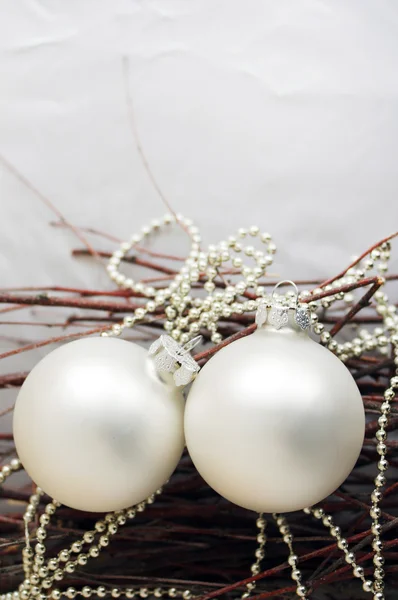 White Christmas spheres — Stock Photo, Image