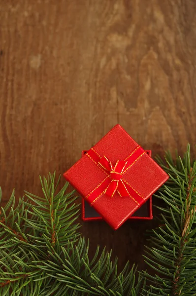 Festive red square gift box — Stock Photo, Image