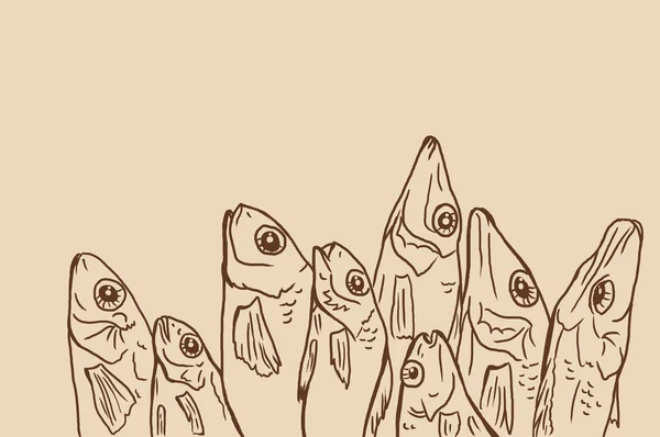 Linear drawing dried fish — Stock Photo, Image