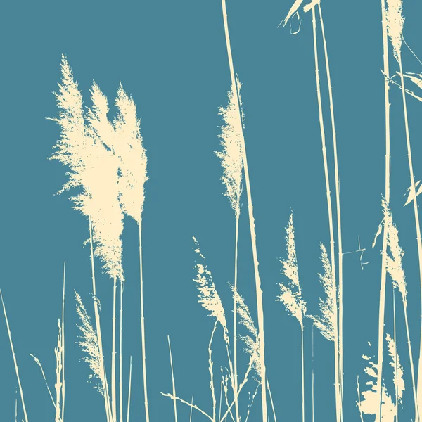 Reeds silhouette on a turquoise background. Vector. — Stock Vector