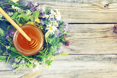 Honey with flowers clipart