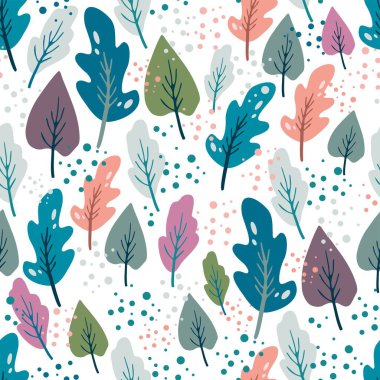 Düşen sonbahar yaprakları pürüzsüz. Karalama yapraklı, kusursuz bir desen. Sonbahar koleksiyonu. Çiçek grafik tasarımı. El çizimi vektör botanik dokusu. Modern. Moda. Beyaz arkaplan