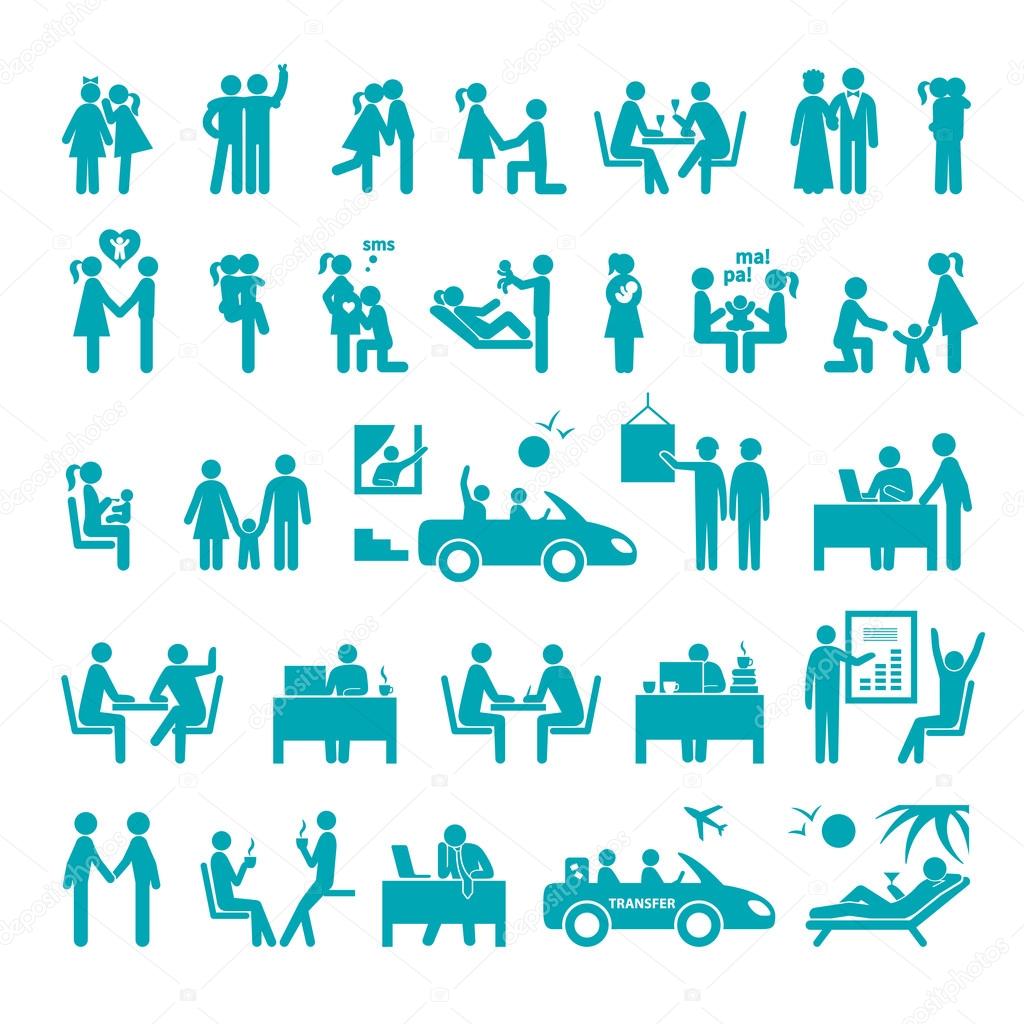 Symbole, die unterschiedliche Beziehungen veranschaulichen ...