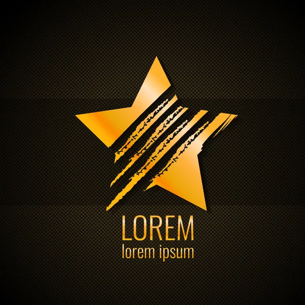 Zlatá hvězda s nepravidelná textura, logo, značka — Stockový vektor