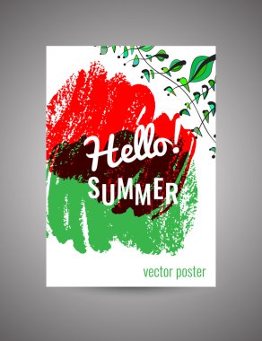 Merhaba yaz. Vektör parlak çiçek kartpostal