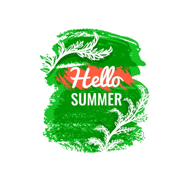 Hola Summer. Vector postal floral brillante — Archivo Imágenes Vectoriales