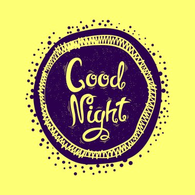 İyi geceler. Harfler çizilmiş. Vektör çizim