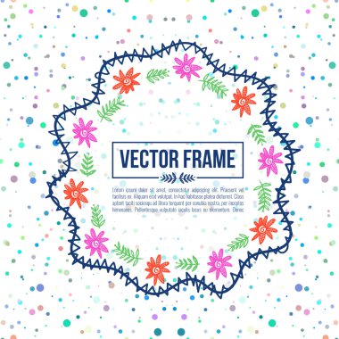 Vektör çerçeve çiçek, tebrik kartı, davet