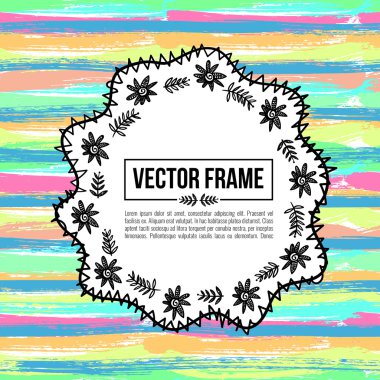Vektör çerçeve çiçek, tebrik kartı, davet