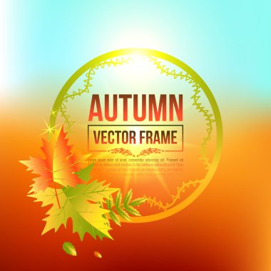 Sonbahar yaprakları, akçaağaç. Vektör parlak çerçeve