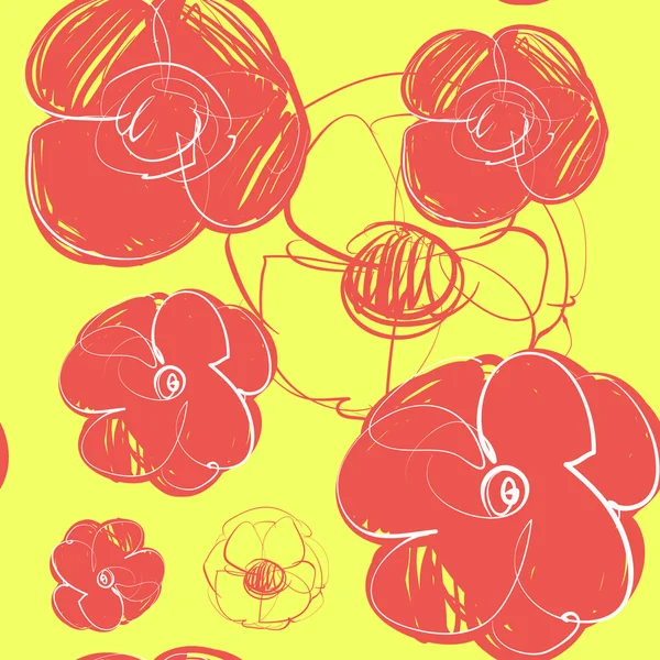 Blumen von Hand gezeichnet. Vektor nahtloses Muster — Stockvektor