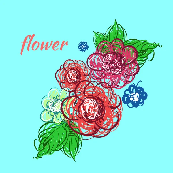 Fleurs dessinées à la main. illustration vectorielle — Image vectorielle