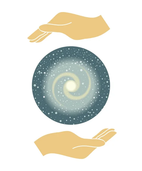 Universe and hands — Stock Vector