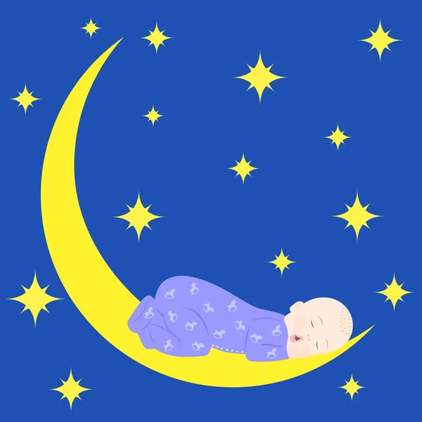 Bébé et lune — Image vectorielle