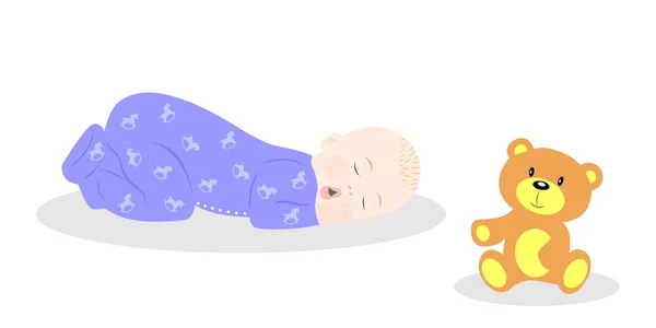 Bébé et nounours — Image vectorielle