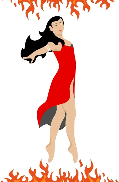 Танцующая девушка огонь — стоковый вектор