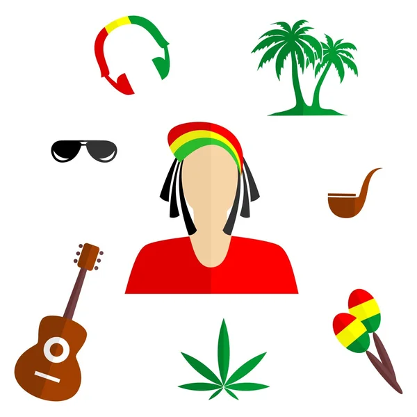 Diseño plano rastafari — Vector de stock