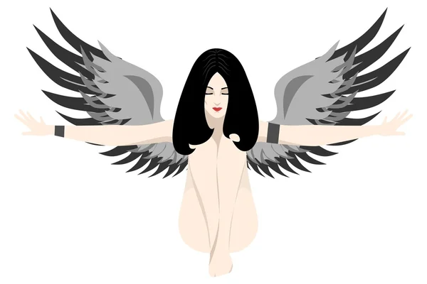 Hermoso ángel negro — Vector de stock