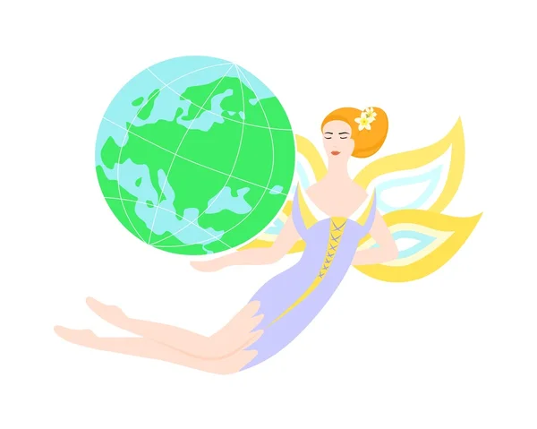 Globe och fairy — Stock vektor
