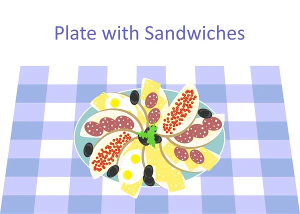 Plade med sandwich – Stock-vektor