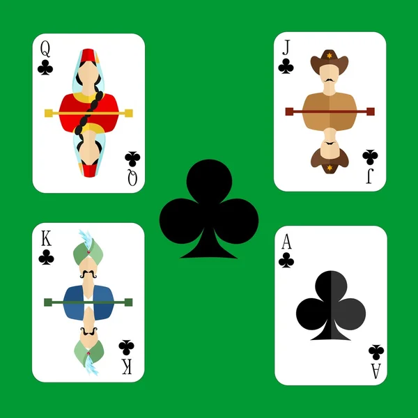 Speelkaarten clubs — Stockvector