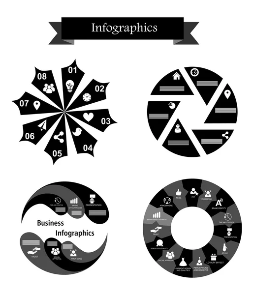 Set infografico nero — Vettoriale Stock