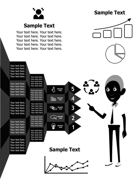 Infographie et homme noir — Image vectorielle