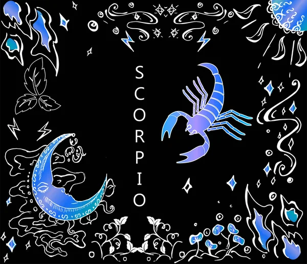 Illustrazione Segno Zodiaco Colore Nero — Vettoriale Stock