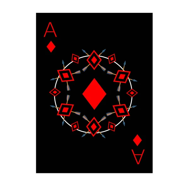 Illustration Playing Card Ace Diamonds — Stock Vector