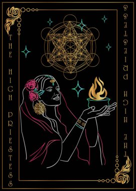 İllüstrasyon - Tarot için - Başrahibe.