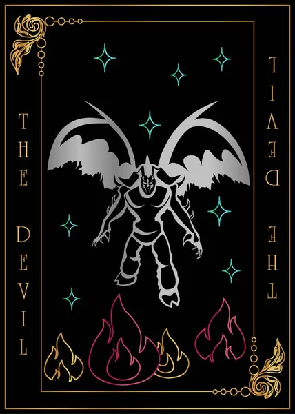 イラスト カードForタロット Devil Card — ストックベクタ