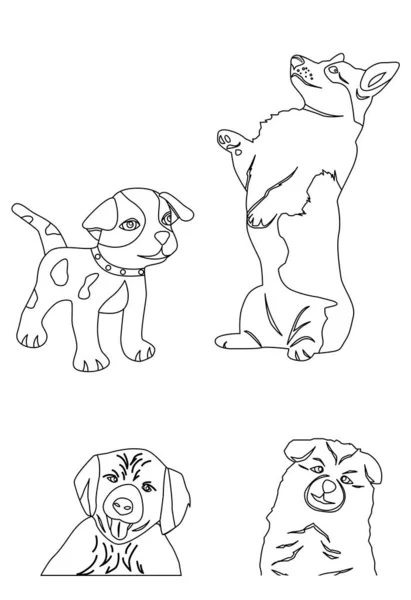 色々なポーズの可愛い犬が描かれています — ストックベクタ