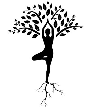 yoga tree pose silhouette clipart