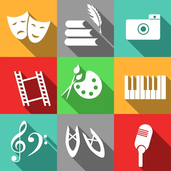 Iconos con artes — Vector de stock