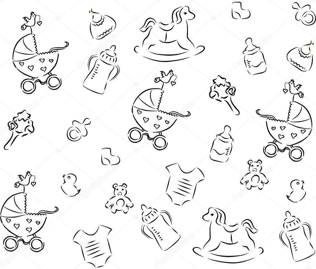 Baby Boy Seamless Pattern Wrapping Paper Stock Vector (Royalty Free)  1516553750