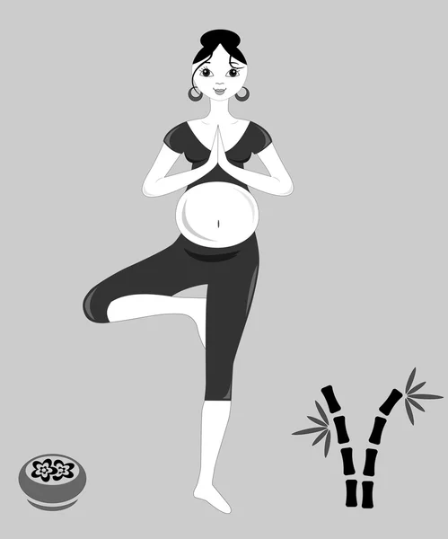 Árbol pose y embarazo negro — Archivo Imágenes Vectoriales