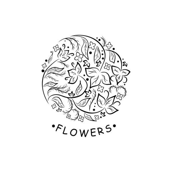 Flores negro — Vector de stock