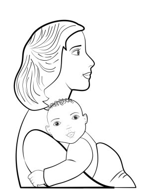 Anne ve çocuk siluet