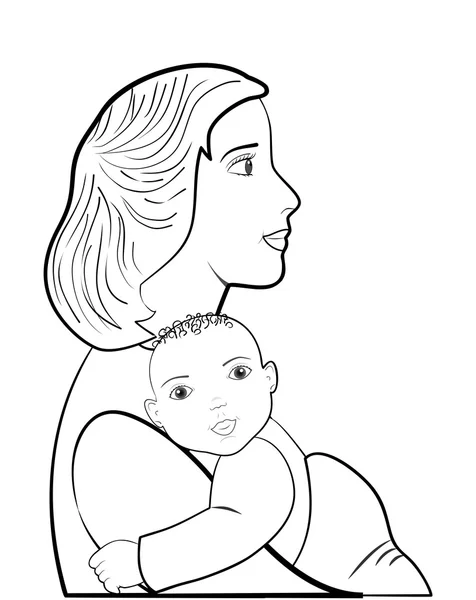 Moeder en kind silhouet — Stockvector