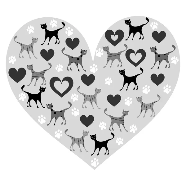 Amour chats noir — Image vectorielle