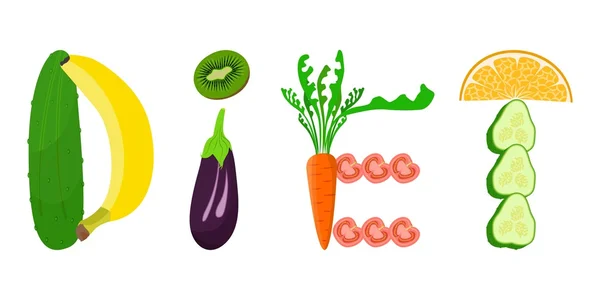 다이어트 과일 및 야채 — 스톡 벡터