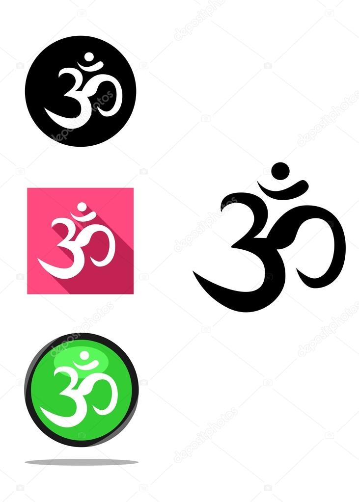 Set of esoteric symbols, stylized symbol Aum.