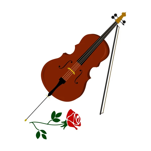 大提琴与玫瑰 — 图库矢量图片