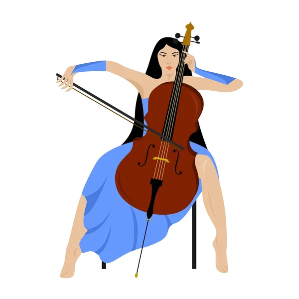 Chica y violonchelo — Vector de stock