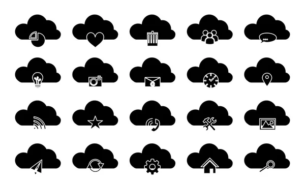 Wolken pictogrammen zwart — Stockvector