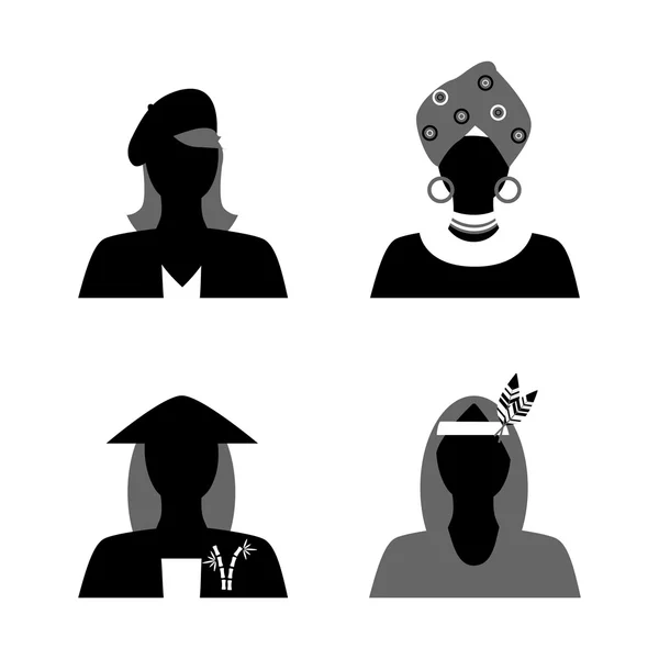 女人和国籍黑色 — 图库矢量图片